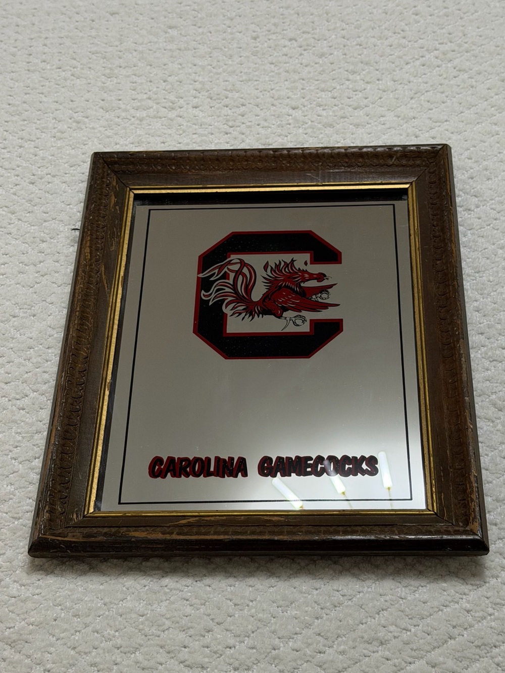 Vintage University of South Carolina Gamecocks Bar Mirror with Wood Frame